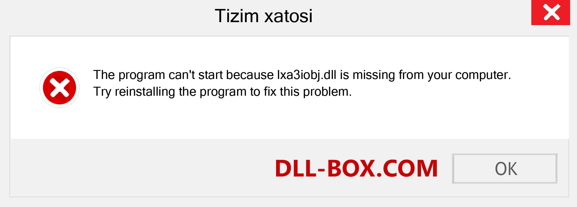 lxa3iobj.dll fayli yo'qolganmi?. Windows 7, 8, 10 uchun yuklab olish - Windowsda lxa3iobj dll etishmayotgan xatoni tuzating, rasmlar, rasmlar